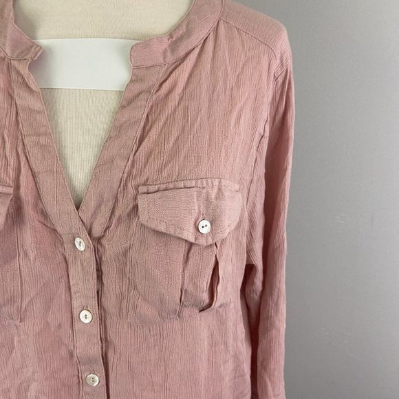 NWT DEREK HEART Pink Boho Button Down Shirt (S) - Picture 3 of 8